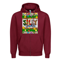 Burgundy Christmas jolly teacher Zipper Hoodie - Artiststas