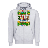 Heather Grey Christmas jolly teacher Zipper Hoodie - Artiststas