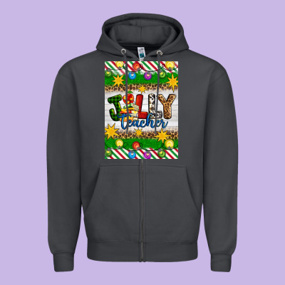 Christmas Jolly Teacher Zipper Hoodie Designed By Artiststas