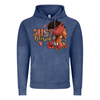 Vintage Denim Just blessed afro woman with roses Vintage Hoodie - RanaPortraitStore
