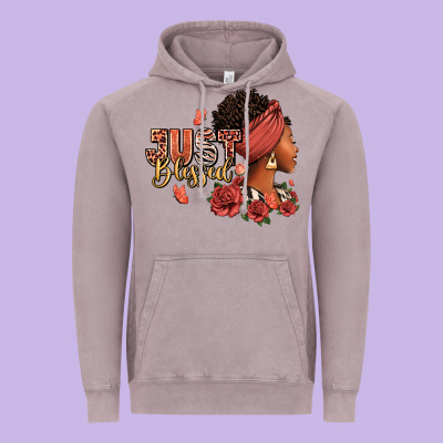 Vintage Hoodie Just blessed afro woman with roses