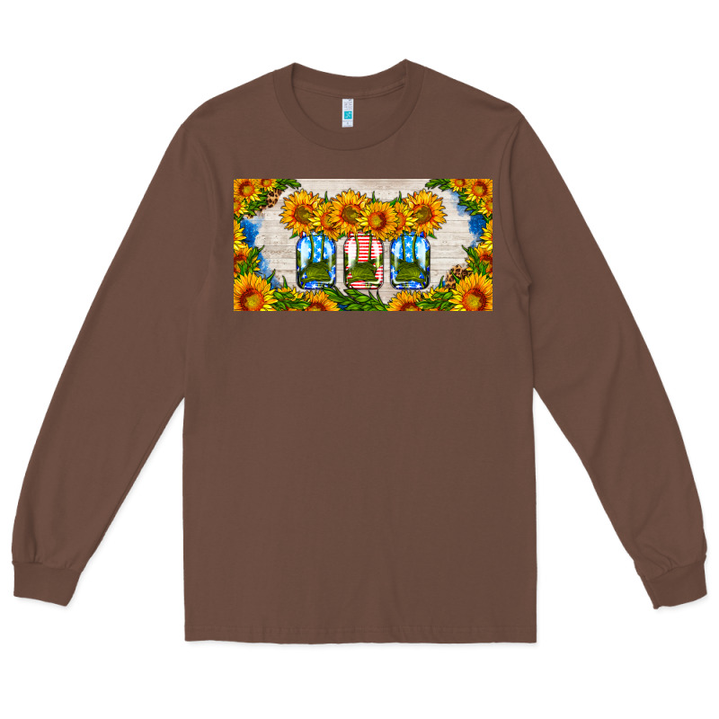 American Mason Jar Sunflower License Plate Long Sleeve Tee by HRA Design Shop | Teevron