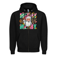 Black merry merry merry Zipper Hoodie - AdoDesignShop