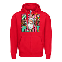 Red merry merry merry Zipper Hoodie - AdoDesignShop