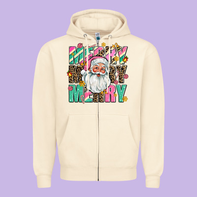 Merry Merry Merry Zipper Hoodie Designed By Adodesignshop
