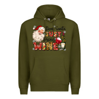 Army Green dear santa just bring wine Premium Hoodie - MaliasSmallBusiness