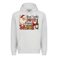 Dove Grey dear santa just bring wine Premium Hoodie - MaliasSmallBusiness