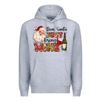 Heather Grey dear santa just bring wine Premium Hoodie - MaliasSmallBusiness