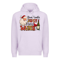 Lilac dear santa just bring wine Premium Hoodie - MaliasSmallBusiness