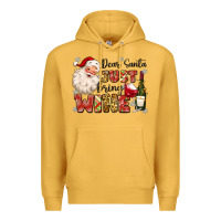 Mustard dear santa just bring wine Premium Hoodie - MaliasSmallBusiness