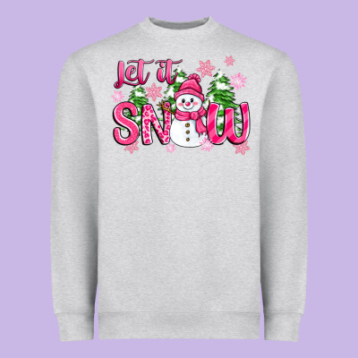 Pink Christmas Let It Snow Heavyweight Sweatshirt Designed By Zillion Design Studio
