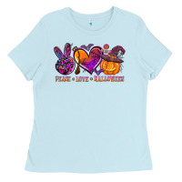 Baby Blue peace love halloween Ladies Tee - AdoDesignShop