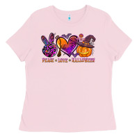 Bubblegum Pink peace love halloween Ladies Tee - AdoDesignShop