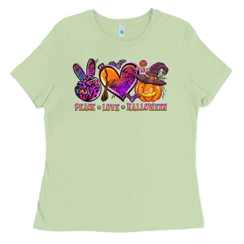 Peace Love Halloween Ladies Tee by AdoDesignShop | Teevron