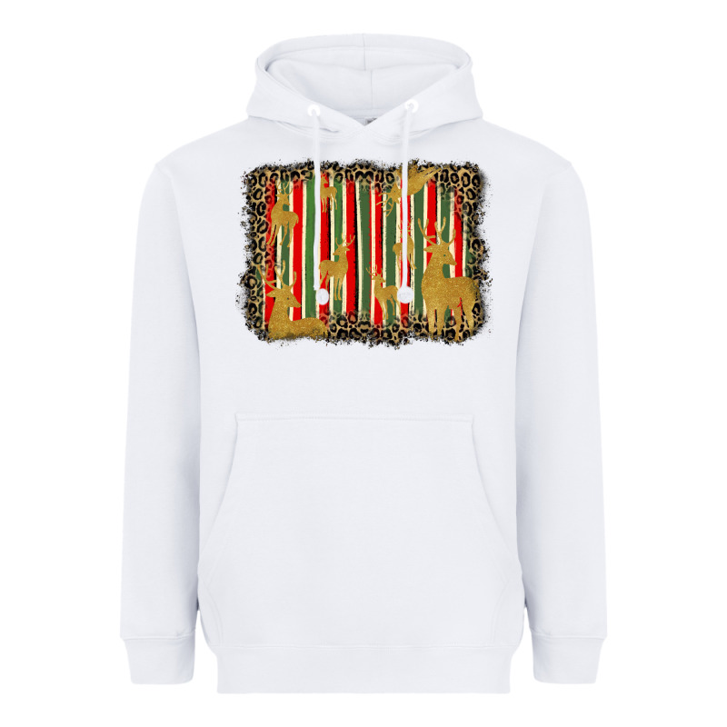 Christmas Reindeers Leopard Background Heavyweight Hoodie by BarkalooDesign | Teevron