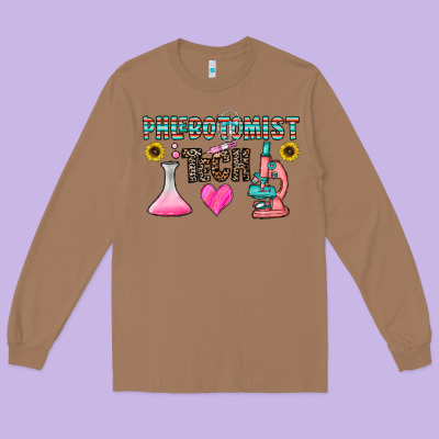 Phlebotomist Tech Long Sleeve Tee Designed By Cowhidedigitalart
