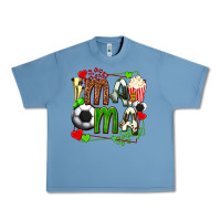 Pebble Blue mama soccer with popcorn Urban Heavy Tee - texasbilliewilder