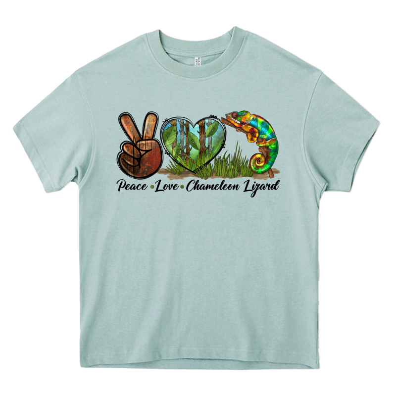 Peace Love Chameleon Lizard Heavy Core Tee by LillyAllenDesigns | Teevron