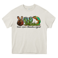 Cream Peace Love Chameleon Lizard Heavy Core Tee - LillyAllenDesigns