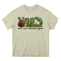 Mossy Peace Love Chameleon Lizard Heavy Core Tee - LillyAllenDesigns