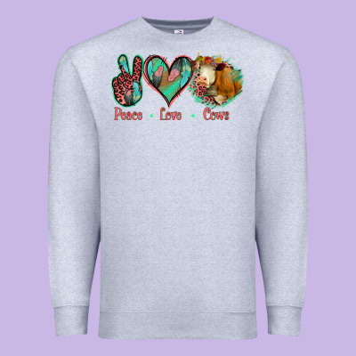 Peace Love Cows Premium Sweatshirt Designed By Jasminsmagicworld
