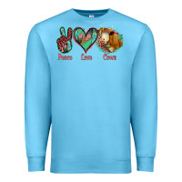 Ocean Blue Peace Love Cows Premium Sweatshirt - Jasminsmagicworld
