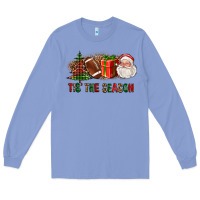 Colony Blue Tis The Season Christmas With Football And Santa Long Sleeve Tee - FaDigitalArtStudio