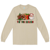 Mushroom Tis The Season Christmas With Football And Santa Long Sleeve Tee - FaDigitalArtStudio
