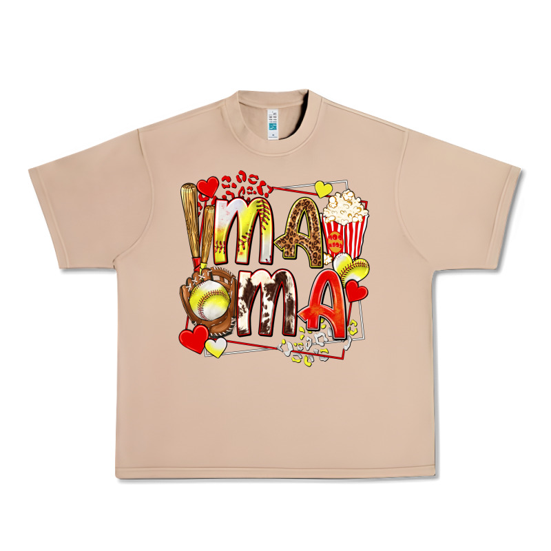 Mama Softball Baseball With Popcorn Urban Heavy Tee by texasbilliewilder | Teevron