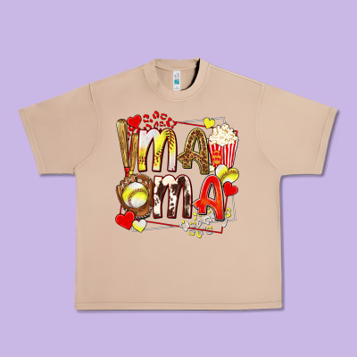 Mama Softball Baseball With Popcorn Urban Heavy Tee Designed By Texasbilliewilder