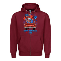 Burgundy happy memorial day farm truck Zipper Hoodie - JahusDesignShop