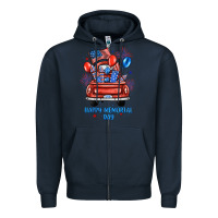 Navy happy memorial day farm truck Zipper Hoodie - JahusDesignShop