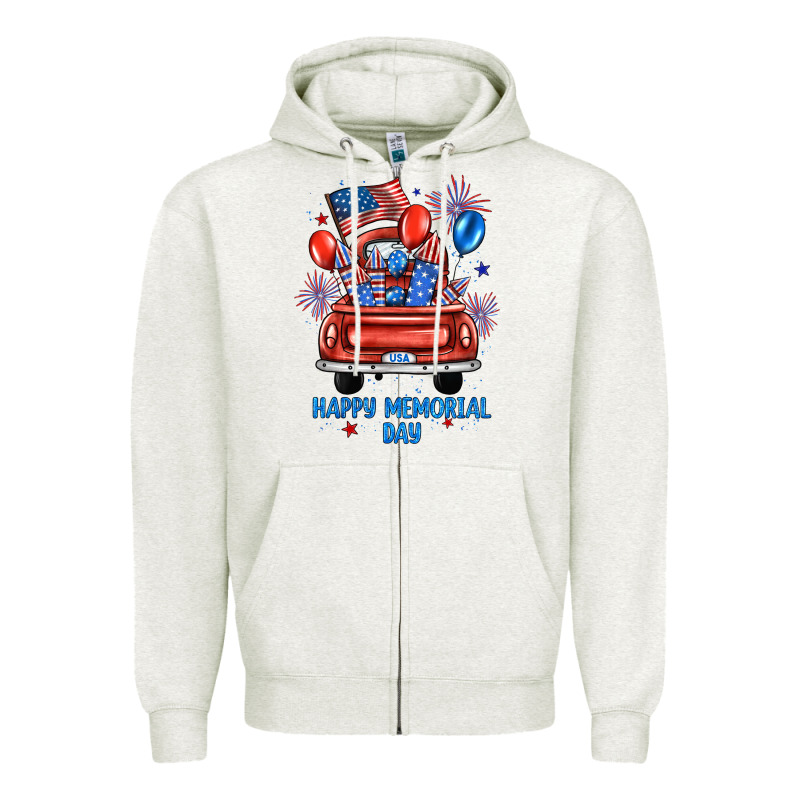 Happy Memorial Day Farm Truck Zipper Hoodie by JahusDesignShop | Teevron