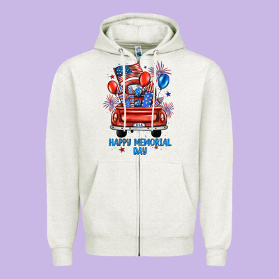 Happy Memorial Day Farm Truck Zipper Hoodie Designed By Jahusdesignshop