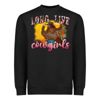 Black western long live cowgirls Heavyweight Sweatshirt - texasbilliewilder