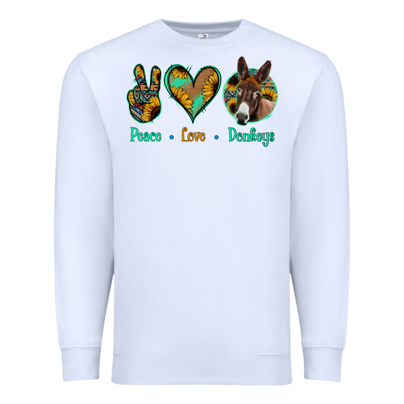 Peace Love Donkeys Premium Sweatshirt by Jasminsmagicworld | Teevron