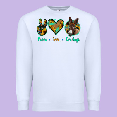 Peace Love Donkeys Premium Sweatshirt Designed By Jasminsmagicworld