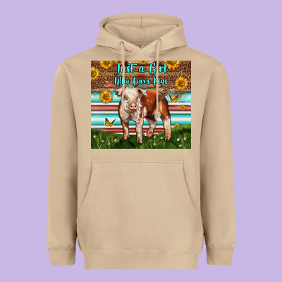 Just A Girl Who Loves Pig Heavyweight Hoodie Designed By Lillyallendesigns
