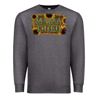 Charcoal Heather Sunflower Leopard Mama Tried Premium Sweatshirt - Jasminsmagicworld