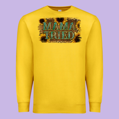 Sunflower Leopard Mama Tried Premium Sweatshirt Designed By Jasminsmagicworld