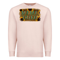 Pale Pink Sunflower Leopard Mama Tried Premium Sweatshirt - Jasminsmagicworld