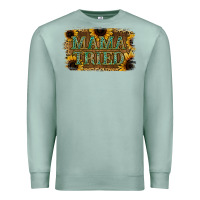 Seafoam Sunflower Leopard Mama Tried Premium Sweatshirt - Jasminsmagicworld