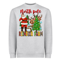 Heather Grey north pole reindeer farm Heavyweight Sweatshirt - Zillion Design Studio
