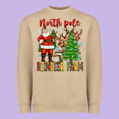 North Pole Reindeer Farm Heavyweight Sweatshirt Designed By Zillion Design Studio