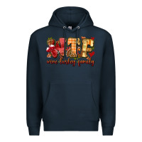 Navy funny thanksgiving wine turkey family Premium Hoodie - MaliasSmallBusiness