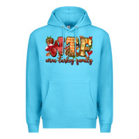 Ocean Blue funny thanksgiving wine turkey family Premium Hoodie - MaliasSmallBusiness