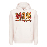 Pale Pink funny thanksgiving wine turkey family Premium Hoodie - MaliasSmallBusiness