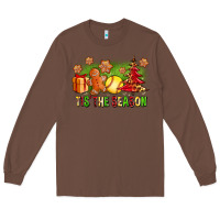 Chestnut Tis The Season Christmas With Softball And Gingerbread Man Long Sleeve Tee - FaDigitalArtStudio