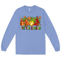 Colony Blue Tis The Season Christmas With Softball And Gingerbread Man Long Sleeve Tee - FaDigitalArtStudio