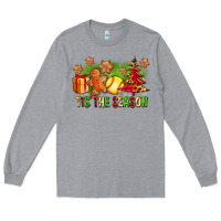 Heather Grey Tis The Season Christmas With Softball And Gingerbread Man Long Sleeve Tee - FaDigitalArtStudio